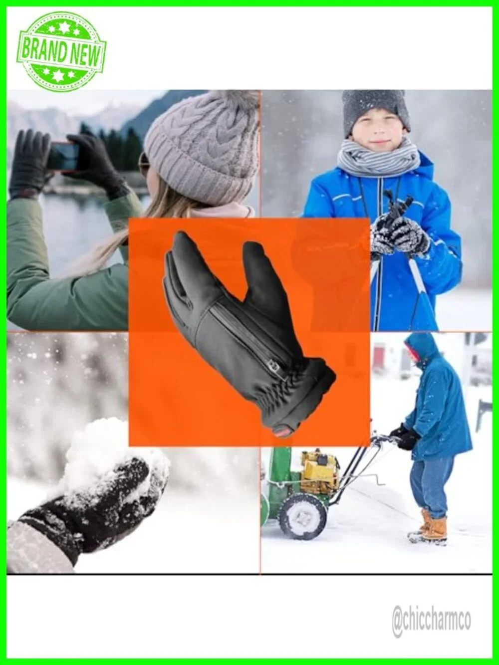 Winter Gloves with Hand-Warmer Pocket, -20°F, Fleece Lined, Touchscreen Tips